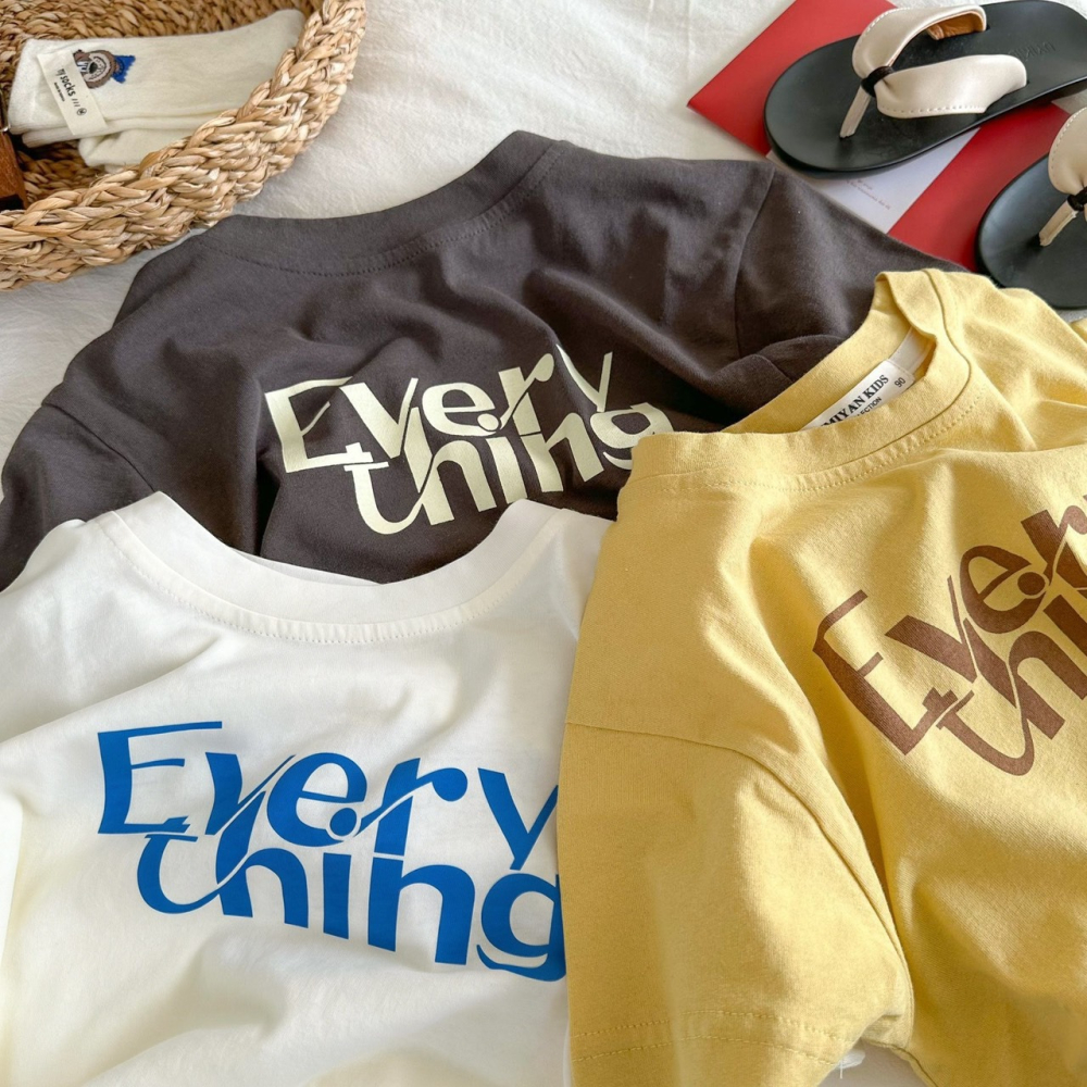 夏季兒童簡約字母短袖T恤-細節圖2