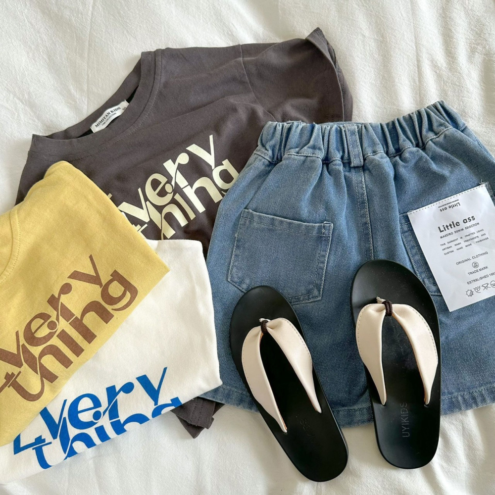 夏季兒童簡約字母短袖T恤-細節圖3