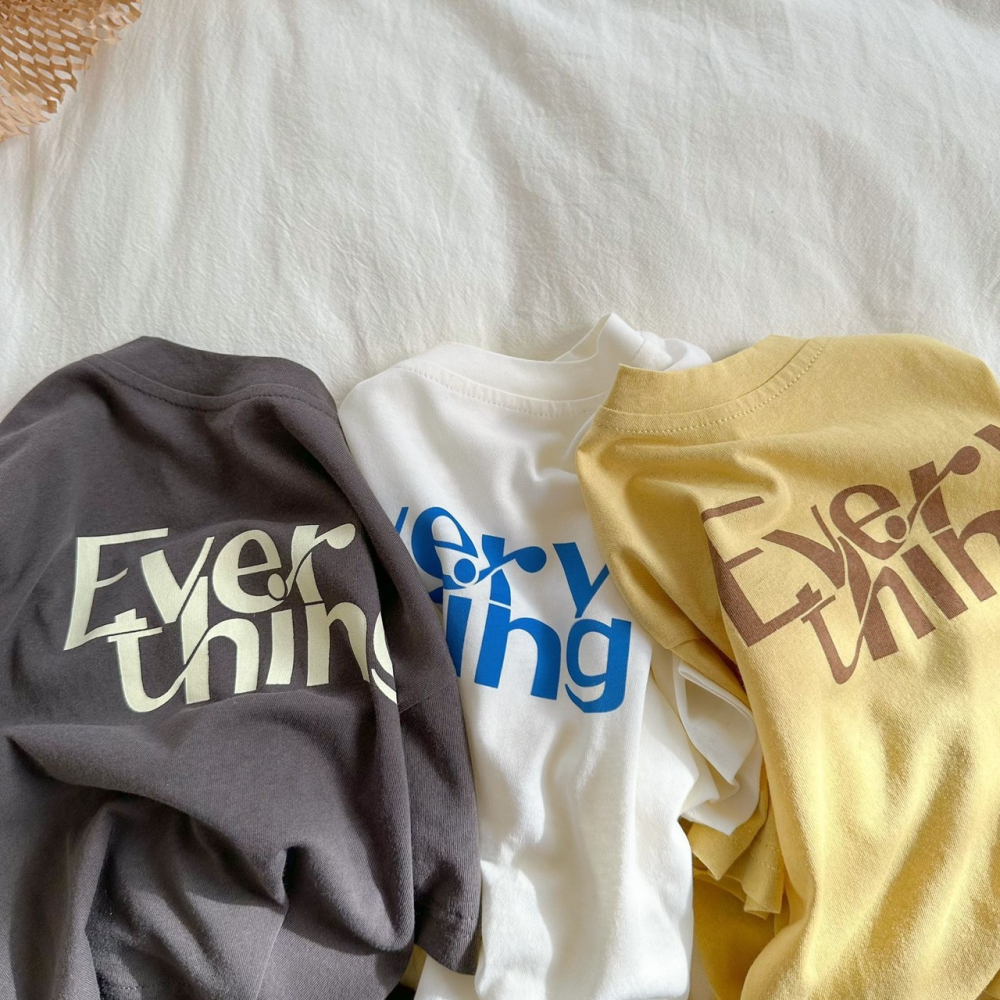 夏季兒童簡約字母短袖T恤-細節圖5