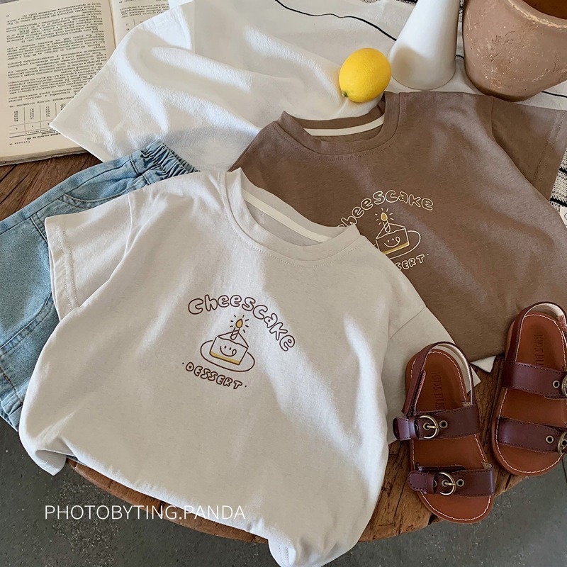 夏季兒童小蛋糕插畫圓領打底T恤-細節圖2