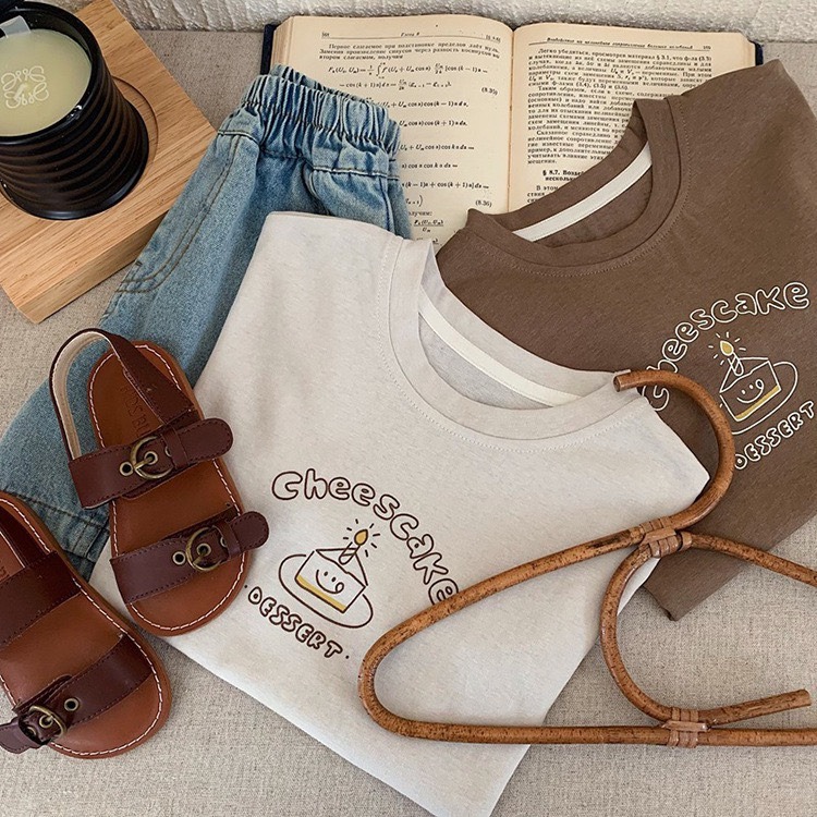 夏季兒童小蛋糕插畫圓領打底T恤-細節圖3