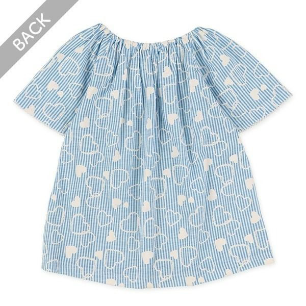 0330-日本蝴蝶結綁帶泡泡袖上衣 100-130cm-細節圖3