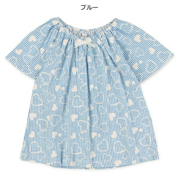 0330-日本蝴蝶結綁帶泡泡袖上衣 100-130cm-細節圖4