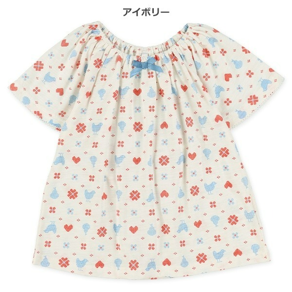 0330-日本蝴蝶結綁帶泡泡袖上衣 100-130cm-細節圖5