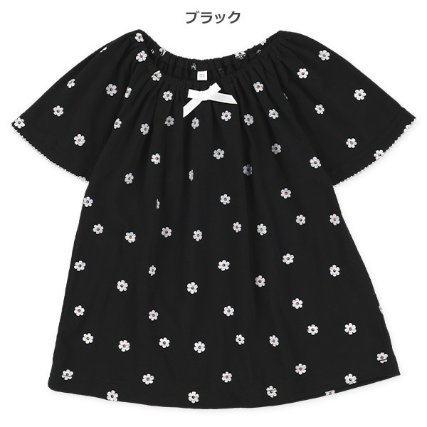 0330-日本蝴蝶結綁帶泡泡袖上衣 100-130cm-規格圖7