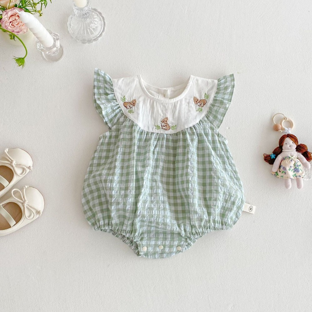 女寶刺繡小兔格子包屁衣/連衣裙-規格圖6