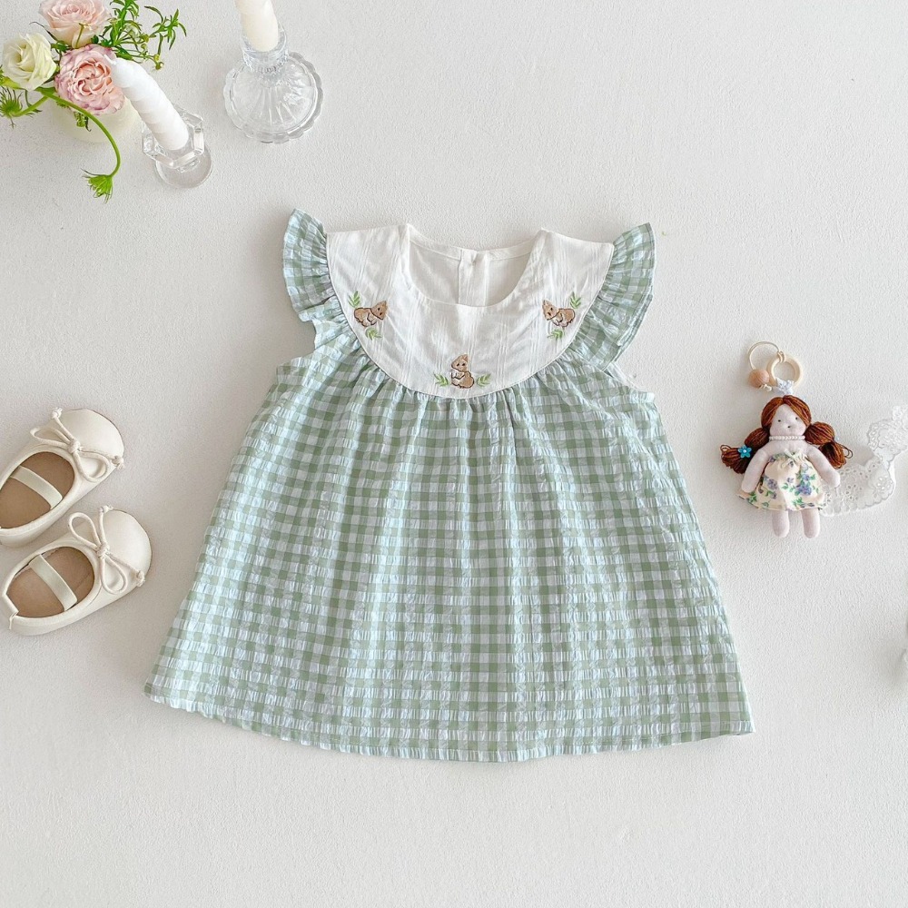 女寶刺繡小兔格子包屁衣/連衣裙-規格圖6