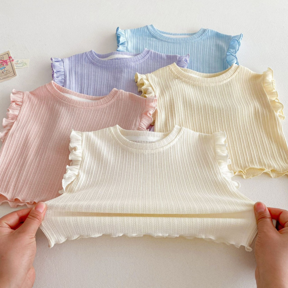 女寶韓版木耳邊背心套裝-細節圖9