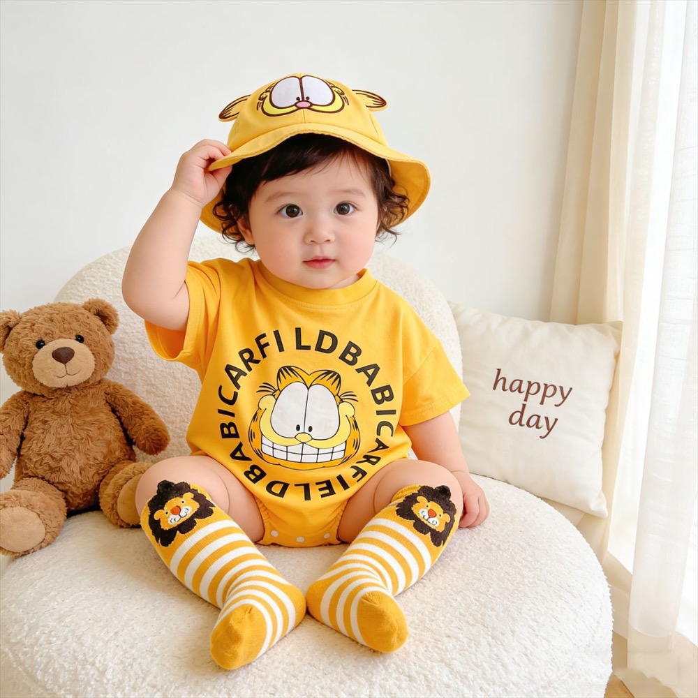 寶寶加菲貓可愛包屁衣(含襪子)-細節圖3