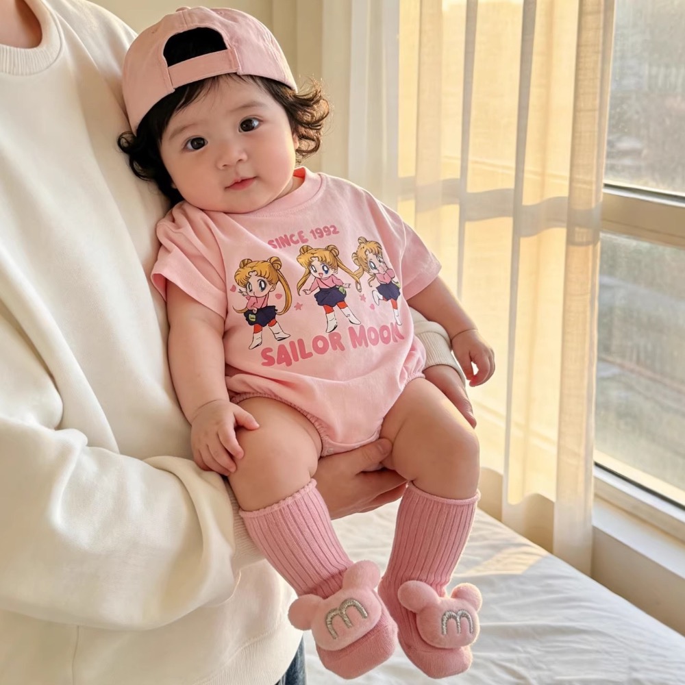 寶寶夏季美少女戰士短袖包屁衣(含襪子)-細節圖3