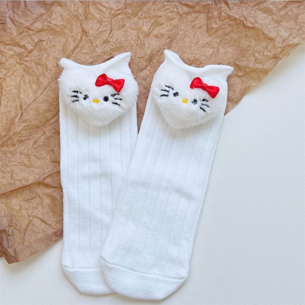 寶寶夏季米色貓貓蝴蝶結短袖包屁衣(含襪子)-細節圖6