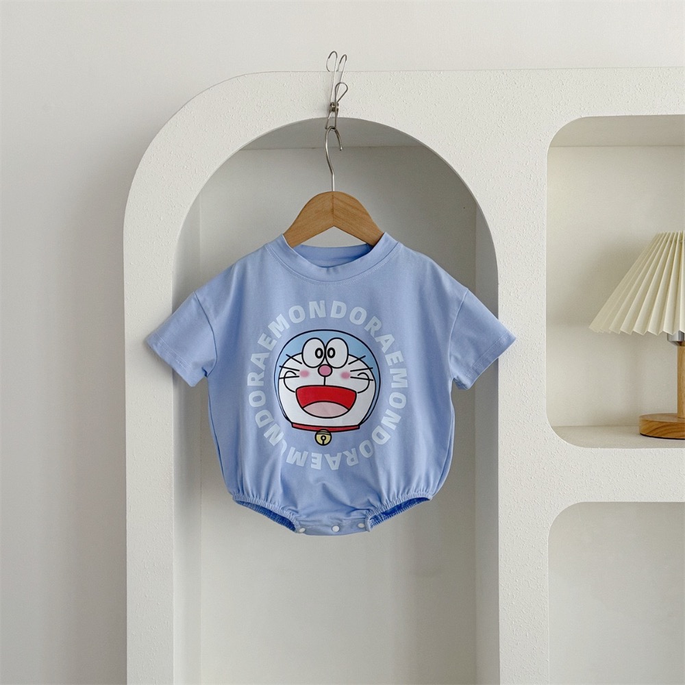 寶寶純色小叮噹短袖包屁衣(含襪子)-細節圖5