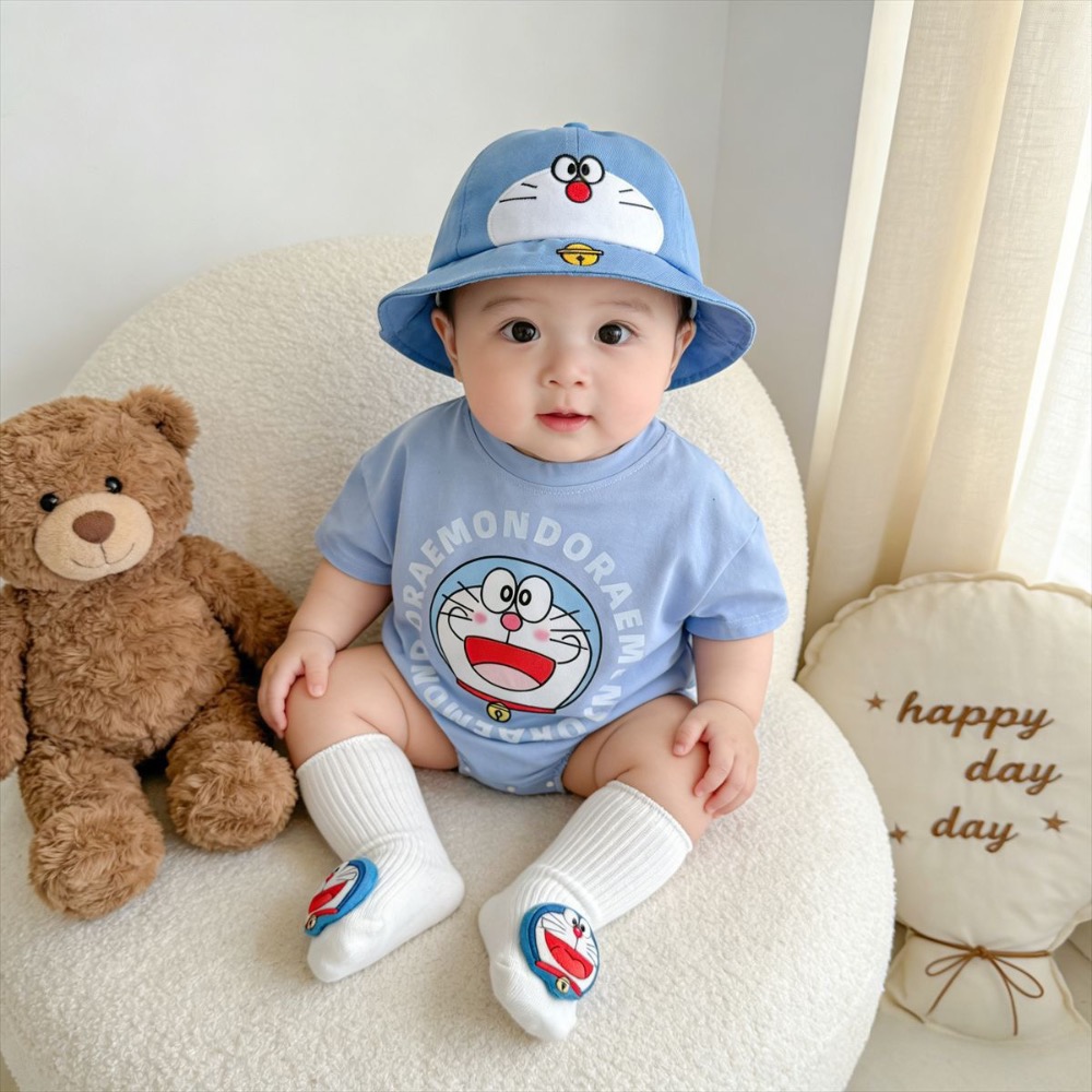 寶寶純色小叮噹短袖包屁衣(含襪子)-規格圖7