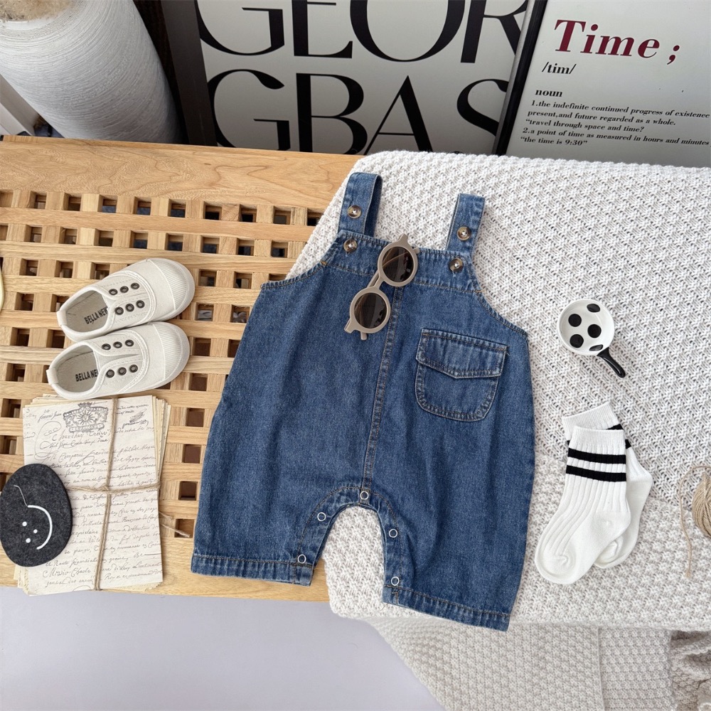 寶寶夏季牛仔背帶褲三件組(衣+褲+襪)-細節圖5