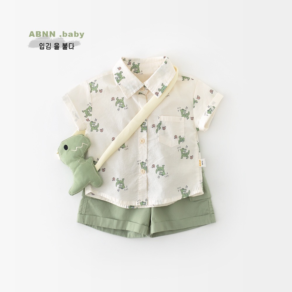 ABNN 寶寶夏季恐龍探險清新襯衫套裝(附公仔)-規格圖6