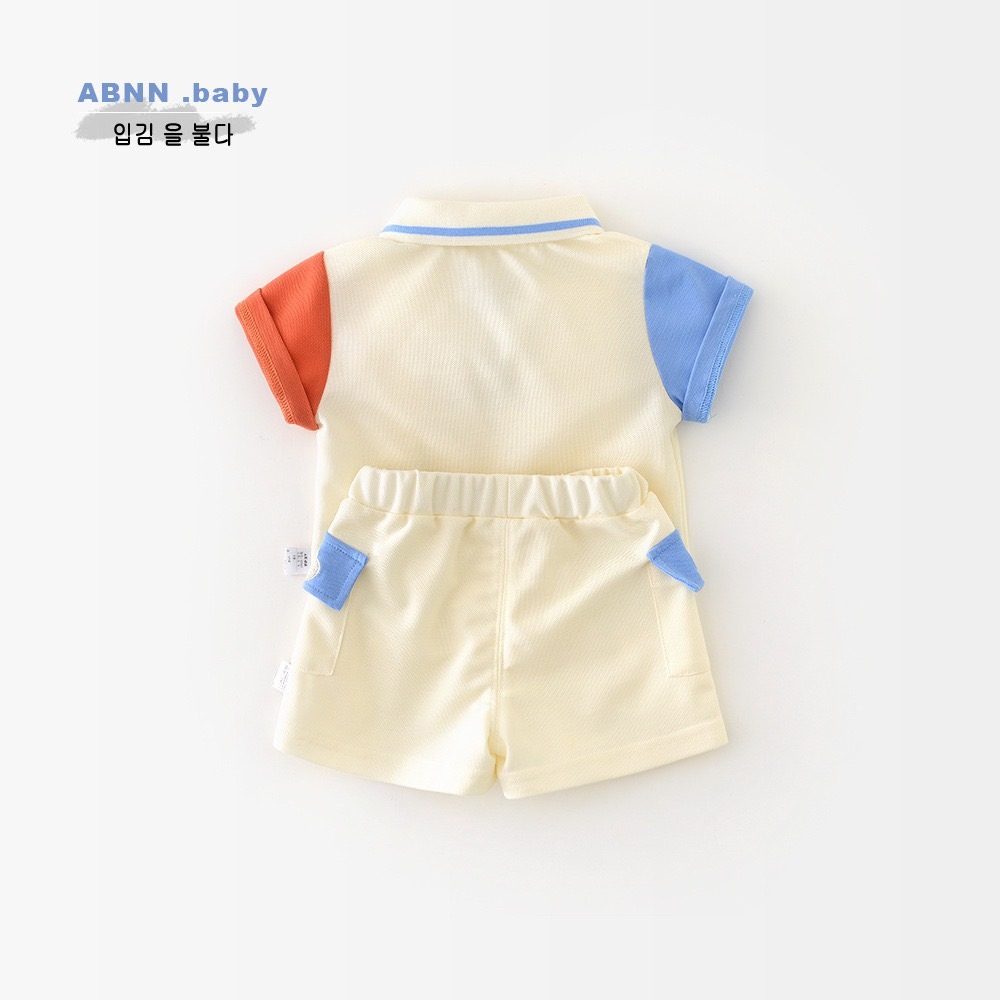 ABNN 寶寶夏季彩袖企鵝學院風兩件套裝-細節圖4