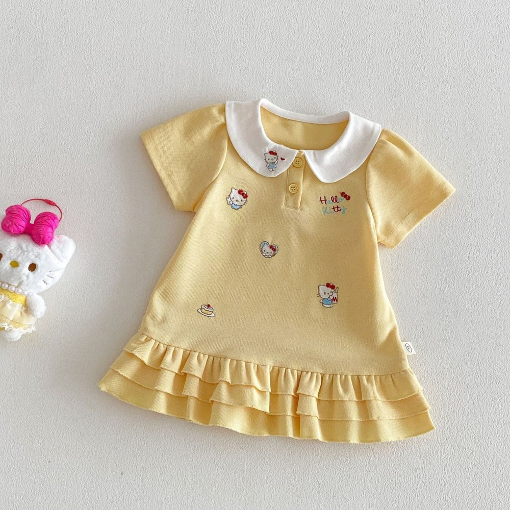 芽芽家 - 寶寶夏季韓版可愛刺繡貓咪公主裙-細節圖5