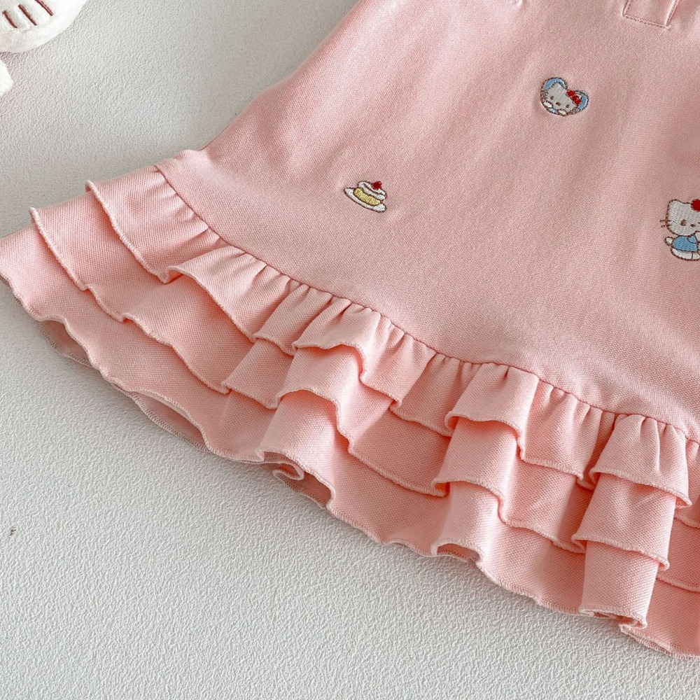 芽芽家 - 寶寶夏季韓版可愛刺繡貓咪公主裙-細節圖8