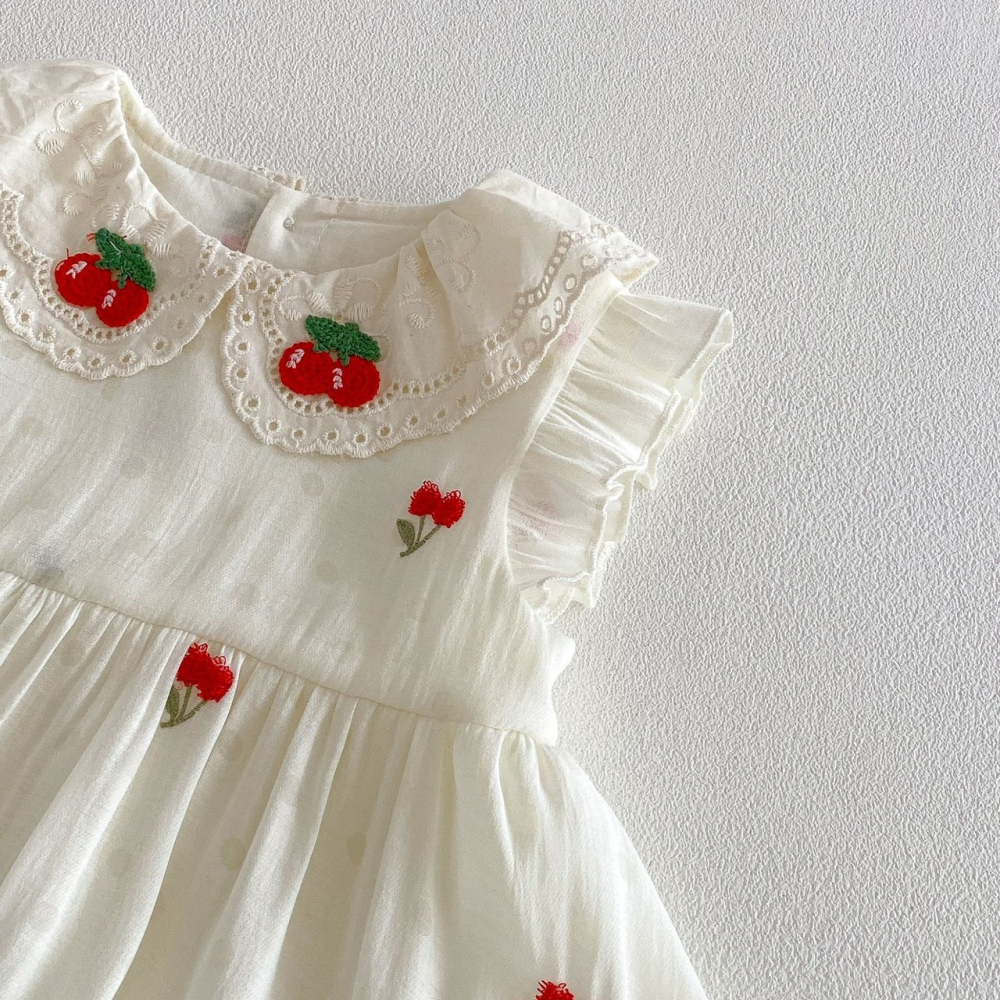 寶寶夏季櫻桃飛袖包屁衣/公主裙-細節圖4