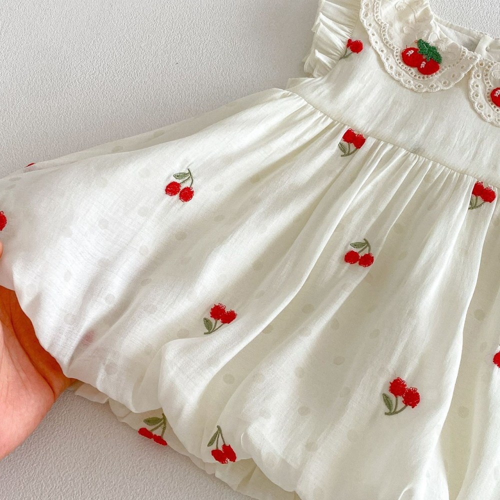 寶寶夏季櫻桃飛袖包屁衣/公主裙-細節圖6