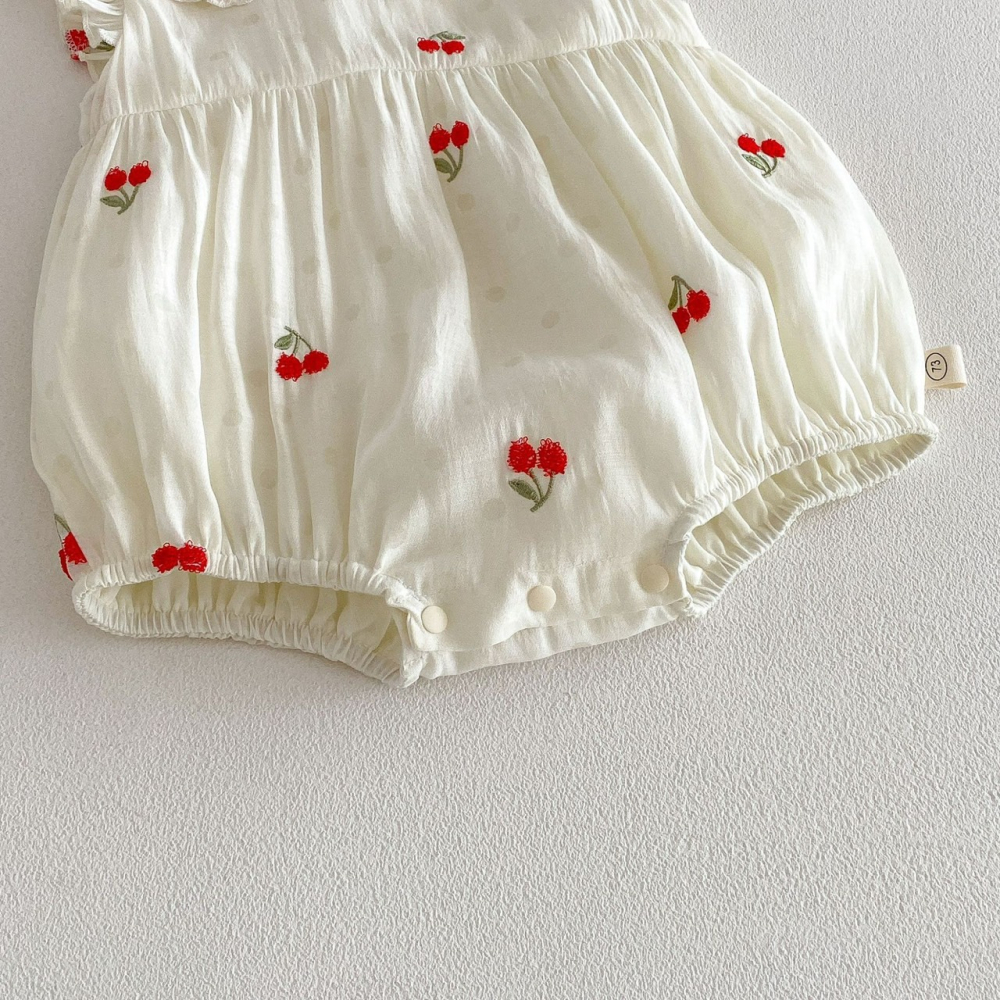 寶寶夏季櫻桃飛袖包屁衣/公主裙-細節圖8