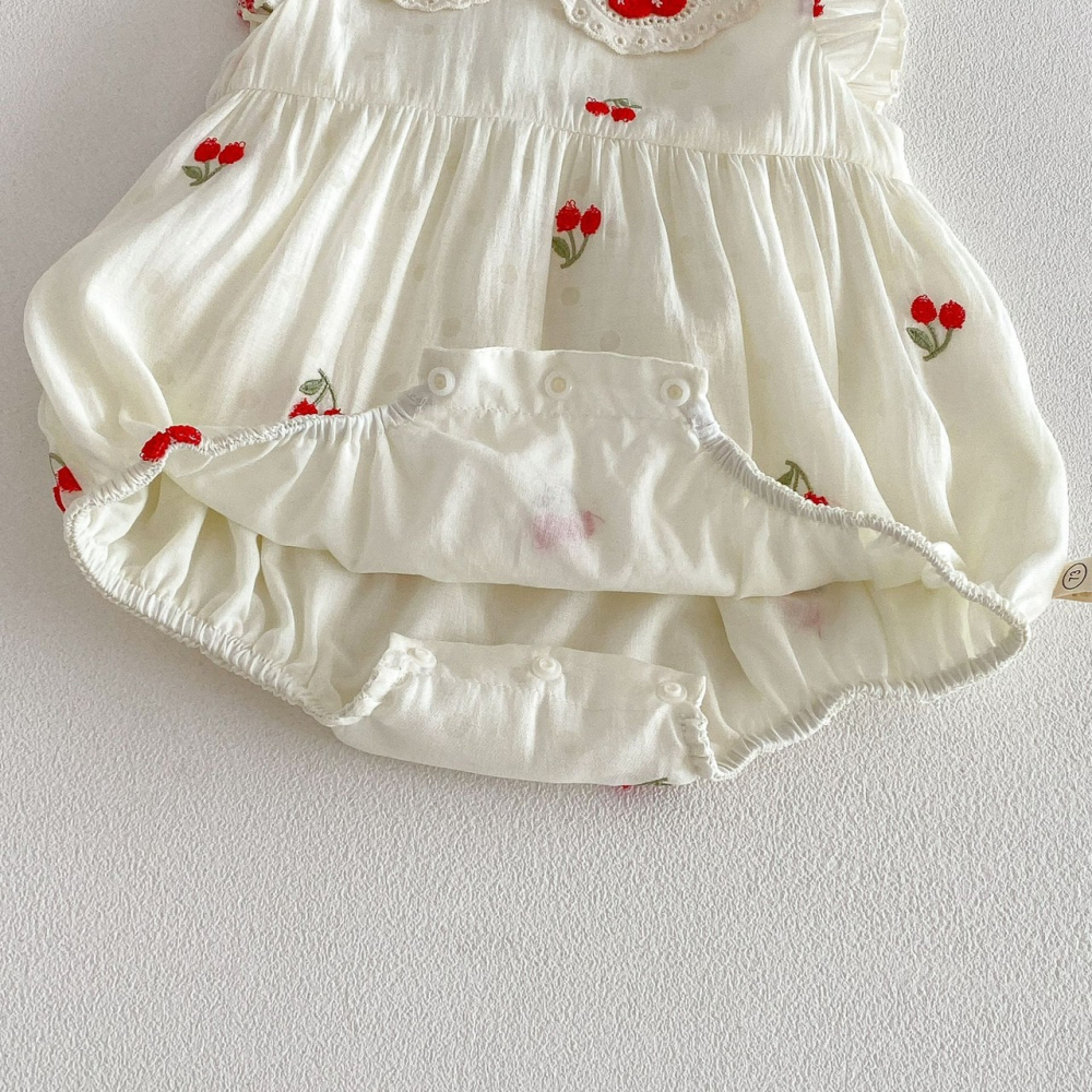 寶寶夏季櫻桃飛袖包屁衣/公主裙-細節圖9