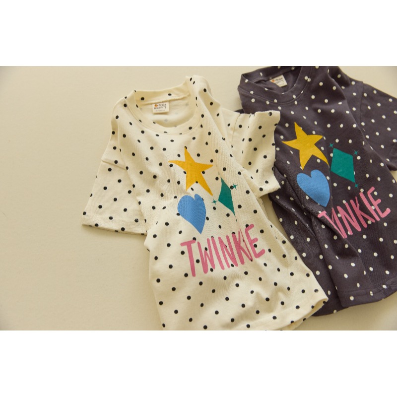 0405-韓國童裝 橘子媽媽星星點點兒童短袖 (5-15號)-細節圖2