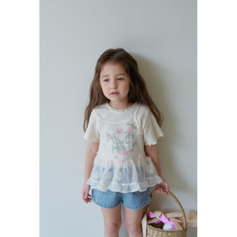 0405-韓國童裝 momoann 浪漫玫瑰網紗細肩背心 (5-11號)-細節圖4