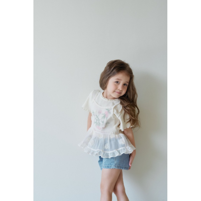 0405-韓國童裝 momoann 浪漫玫瑰網紗細肩背心 (5-11號)-細節圖5