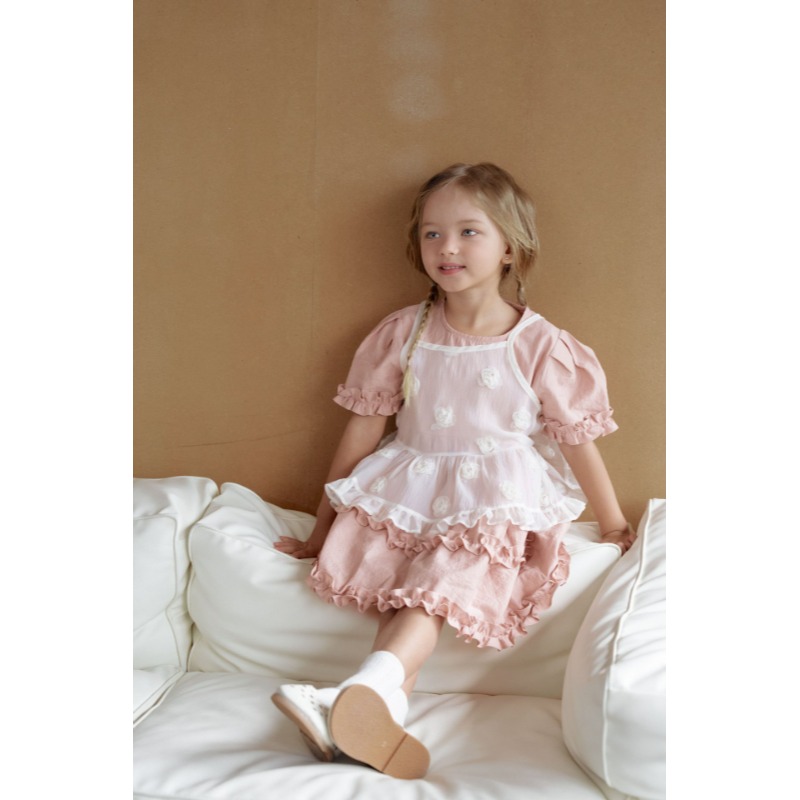 0405-韓國童裝 momoann 浪漫玫瑰網紗細肩背心 (5-11號)-細節圖7