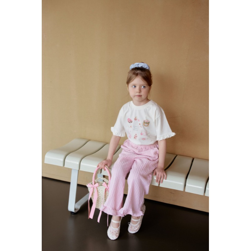 0405-韓國童裝 momoann 甜點圖荷葉袖短袖上衣 (5-13號)-細節圖4