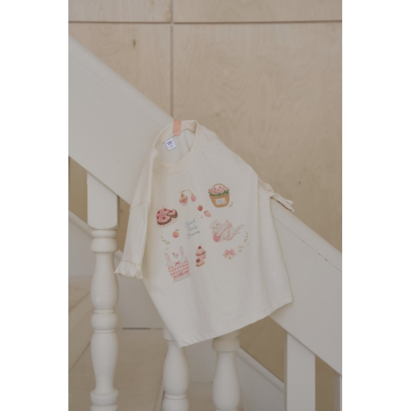 0405-韓國童裝 momoann 甜點圖荷葉袖短袖上衣 (5-13號)-細節圖8