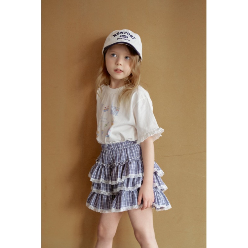 0405-韓國童裝 momoann 甜點圖荷葉袖短袖上衣 (5-13號)-規格圖11