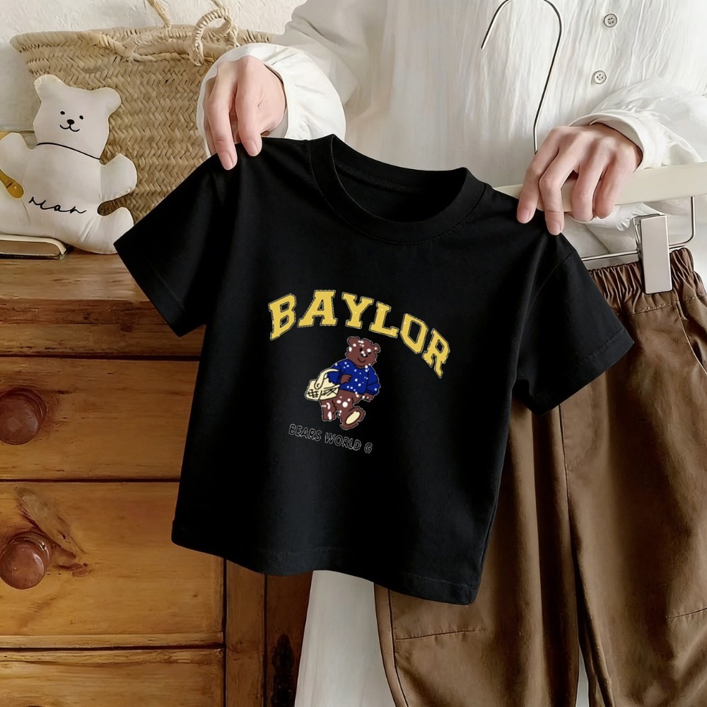 夏季兒童BAYLOR小熊刺繡圓領短袖T恤 (1~5色)-規格圖10