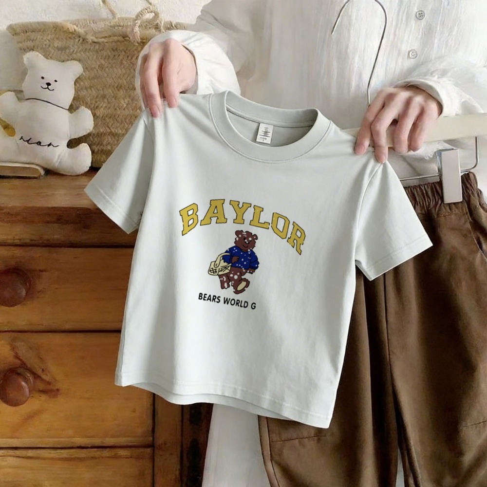夏季兒童BAYLOR小熊刺繡圓領短袖T恤 (1~5色)-規格圖10