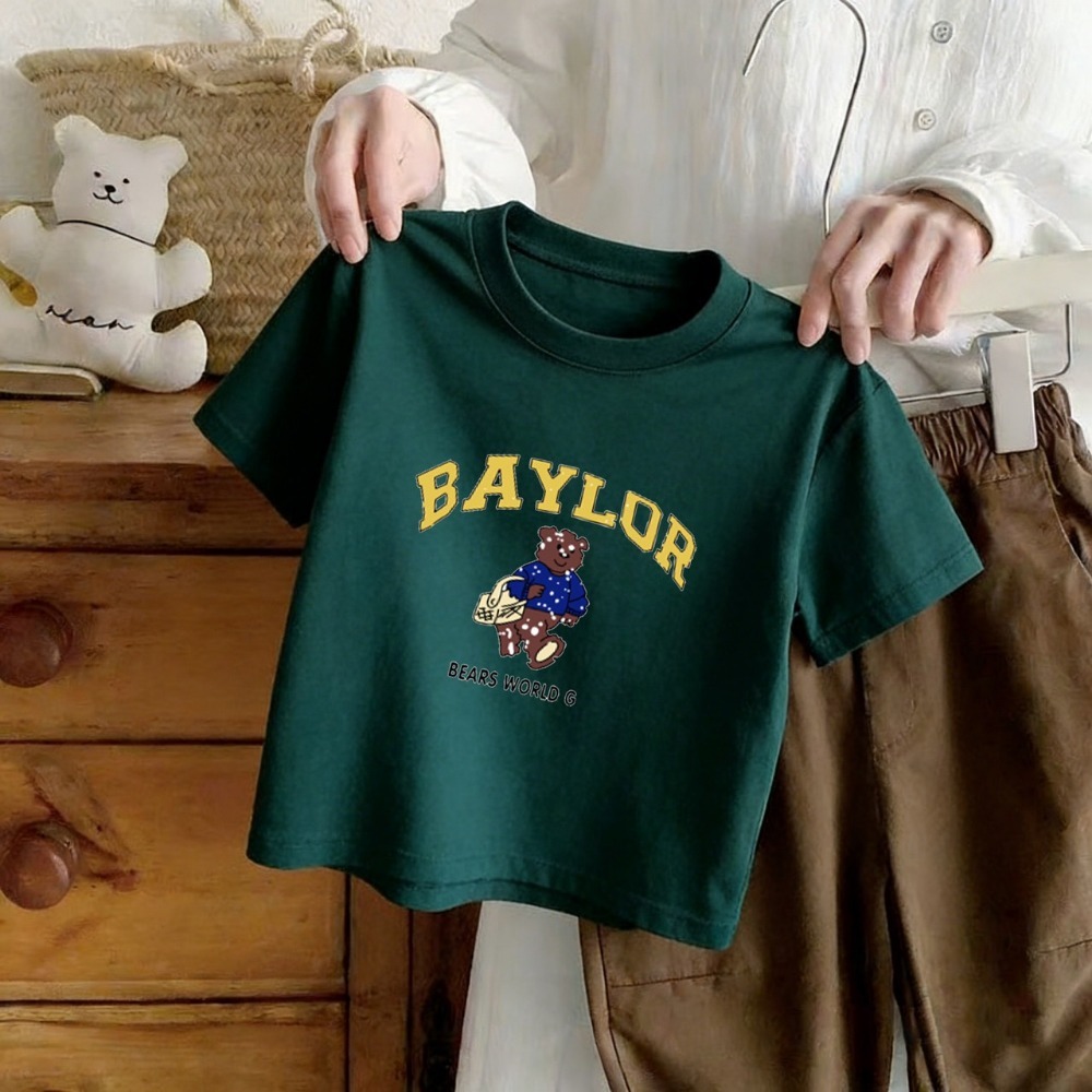 夏季兒童BAYLOR小熊刺繡圓領短袖T恤 (6~10色)-規格圖10