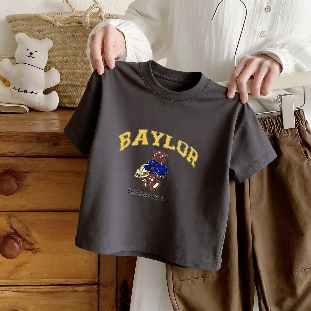 夏季兒童BAYLOR小熊刺繡圓領短袖T恤 (6~10色)-規格圖10