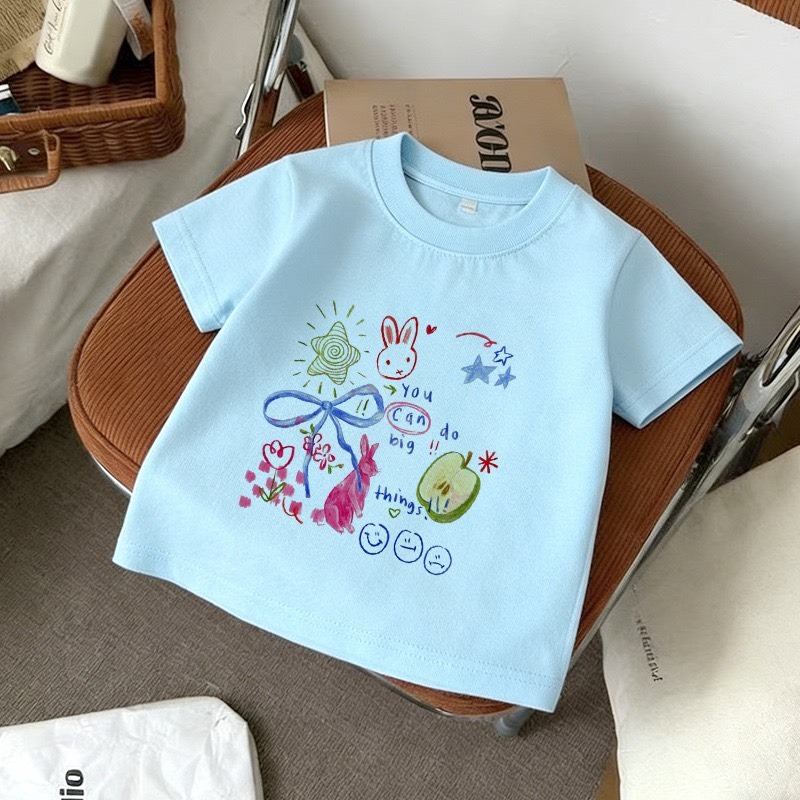 夏季兒童卡通印花圓領上衣 (6~10色)-細節圖10