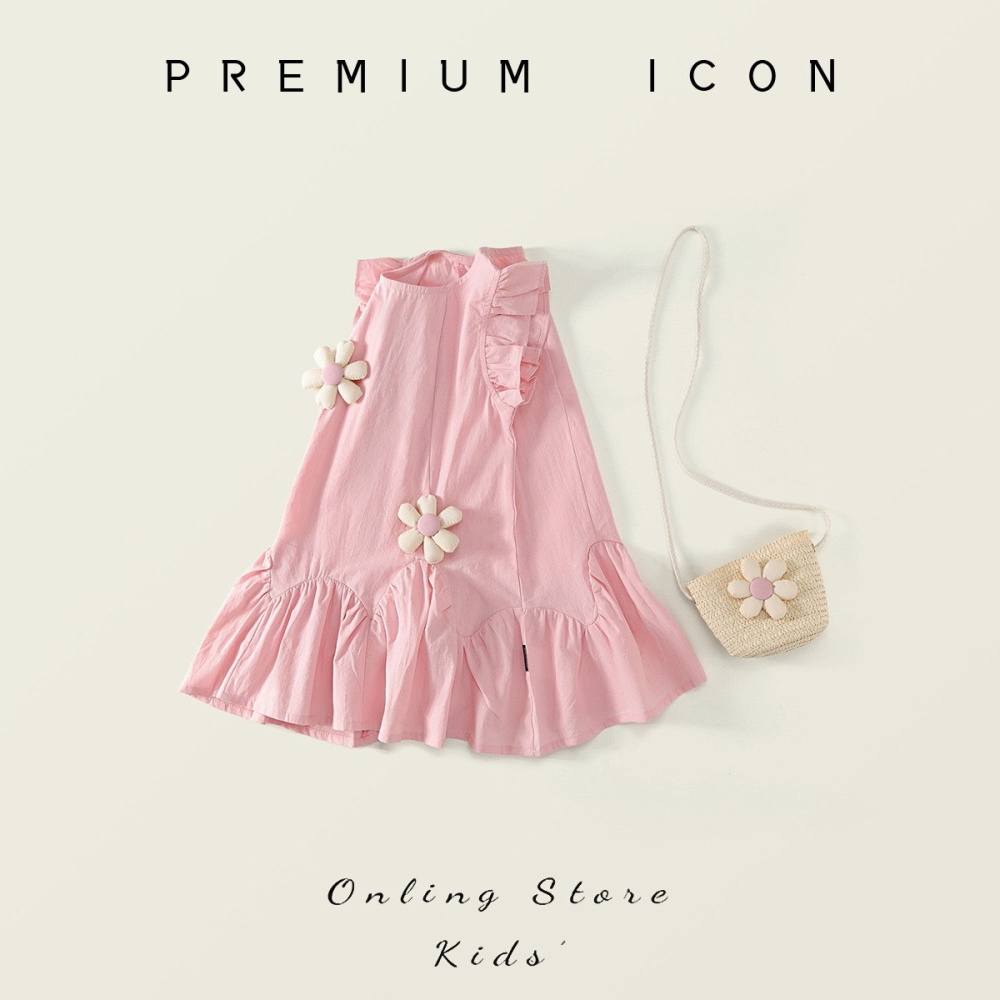 PREMIUM ICON 女童夏季夢幻粉漾無袖公主洋裝(帶包包)-細節圖2