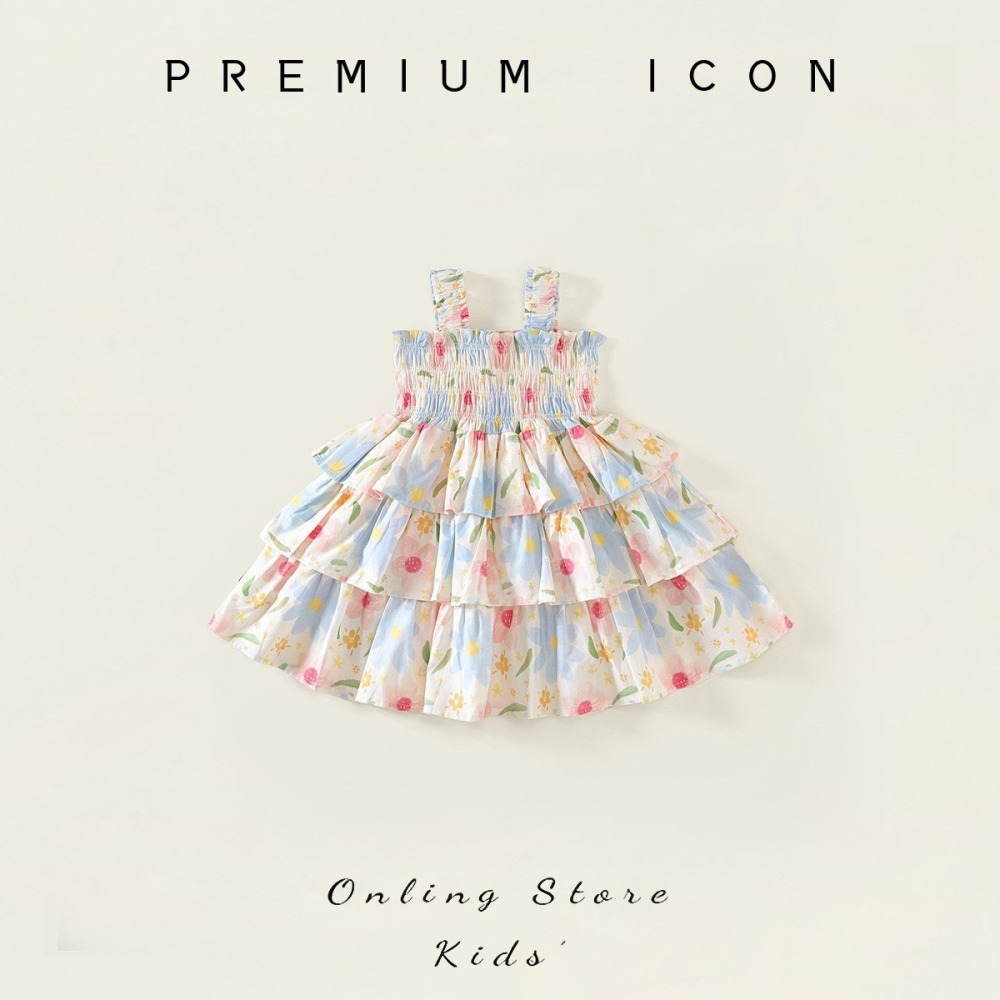 PREMIUM ICON 女童夏季甜心蛋糕層層公主洋裝-細節圖3