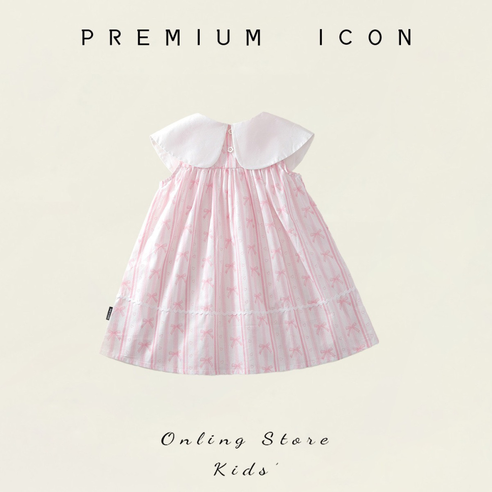 PREMIUM ICON 女童夏季刺繡碎花荷葉領甜心公主洋裝-細節圖3