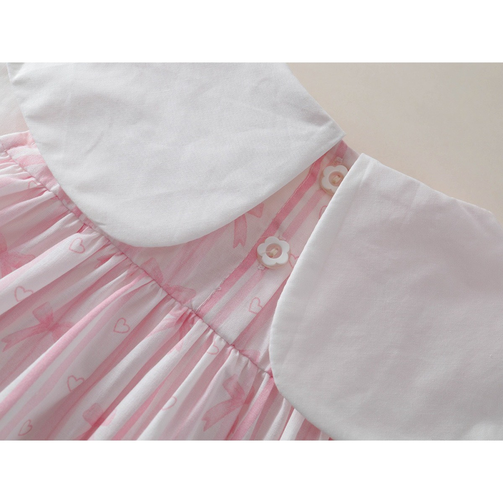 PREMIUM ICON 女童夏季刺繡碎花荷葉領甜心公主洋裝-細節圖6