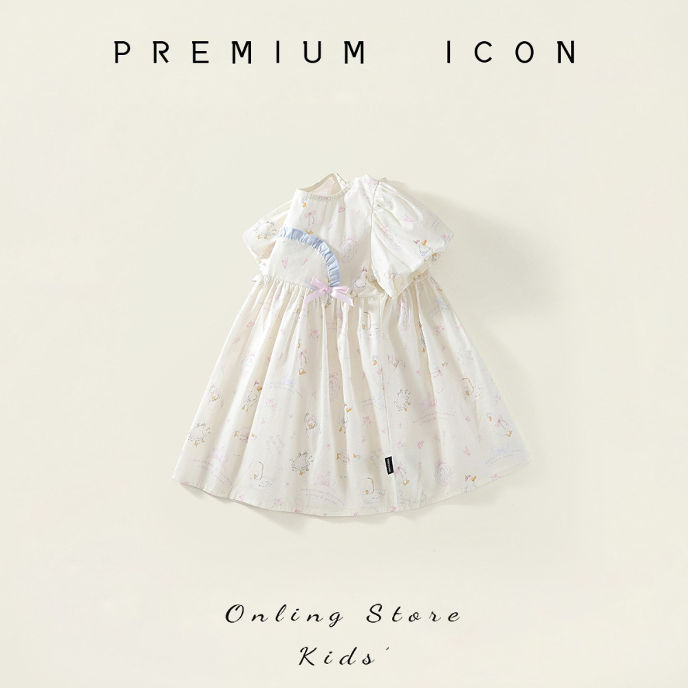 PREMIUM ICON 女童夏季花邊淑女風短袖公主洋裝-細節圖2