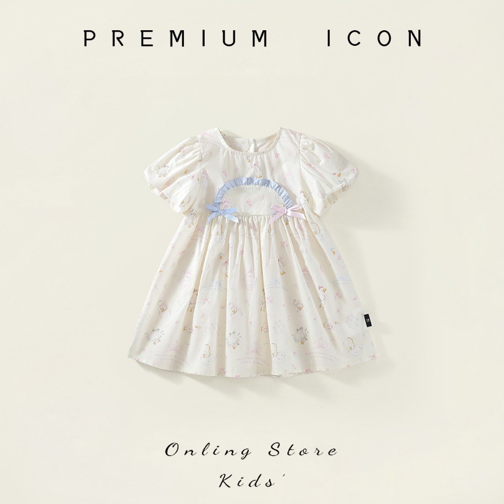 PREMIUM ICON 女童夏季花邊淑女風短袖公主洋裝-規格圖9