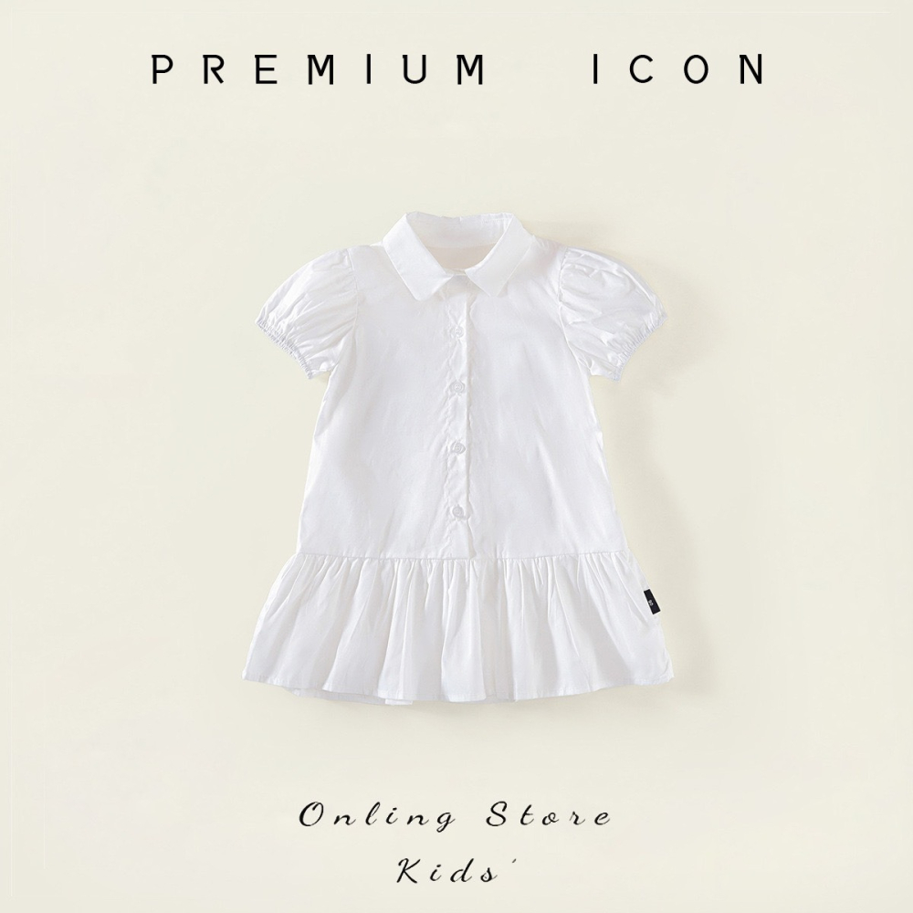 PREMIUM ICON 女童夏季清新格紋翻領短袖襯衫洋裝-細節圖4