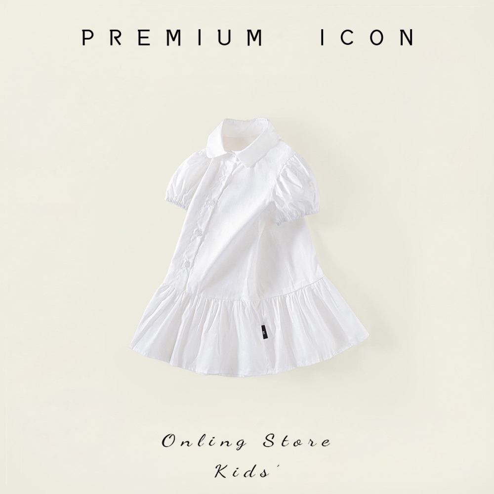 PREMIUM ICON 女童夏季清新格紋翻領短袖襯衫洋裝-細節圖5