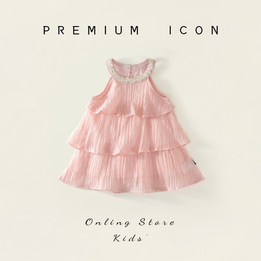 PREMIUM ICON 女童夏季荷葉邊掛脖甜心公主洋裝-規格圖8