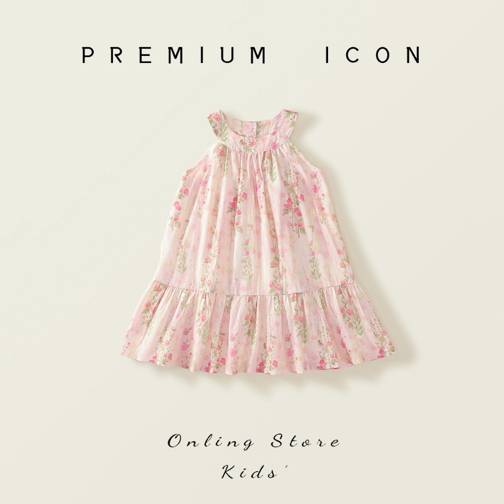 PREMIUM ICON 女童夏季田園碎花掛脖甜心公主洋裝-規格圖7