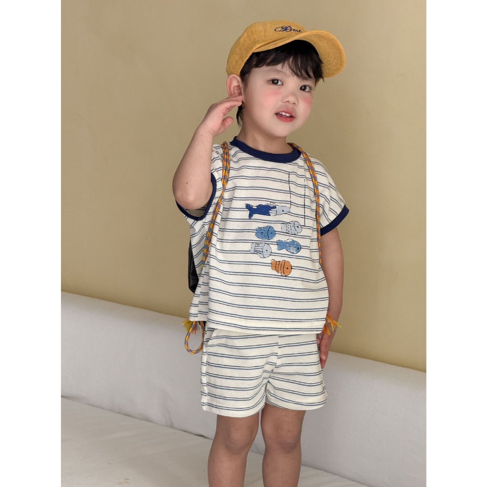兒童夏日可愛條紋運動套裝-規格圖8