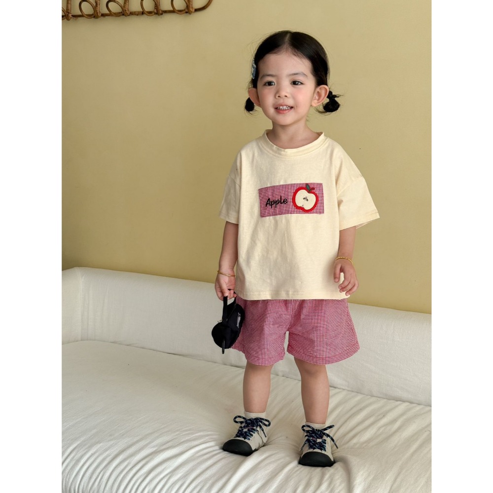 兒童夏日可愛格子褲套裝-規格圖9